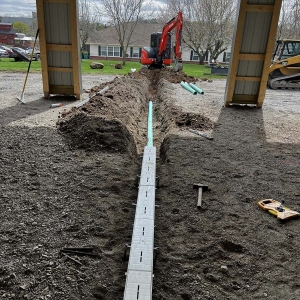 Drain installation in a new barn